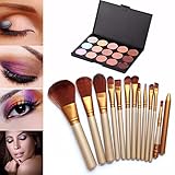 Creazy 15 Colors Contour Face Cream Makeup Concealer Palette Professional + 12 Brush