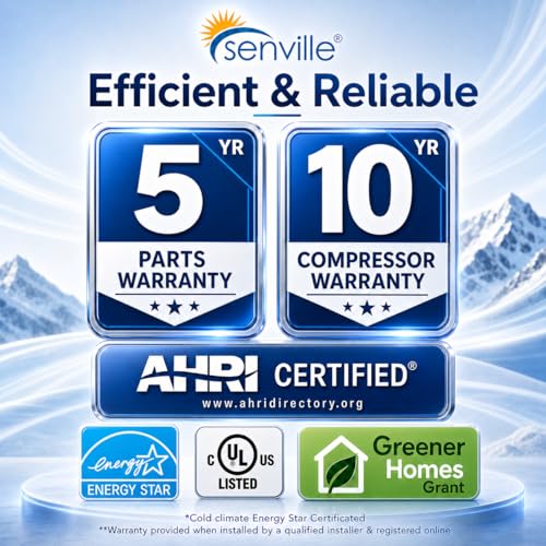 Senville 18000 BTU Dual Zone Mini Split Air Conditioner Heat Pump, 1.5 Ton, 2 Zone, Works with Alexa, White