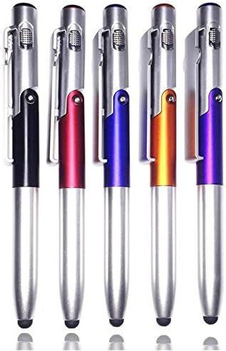 Stylus Pen [5 Pcs], 4-in-1 Universal Touch Screen Stylus + Ballpoint Pen + LED Flashlight + Support For Smartphones Tablets