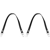 PATIKIL Leather Purse Handle Strap, 2 Pcs 17 Inch Leather Purse Strap Replacement DIY Women Clutch Bag Handbag Top Handle Strap Repair Accessories, Black