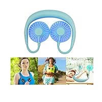 DZTZ Hanging Neck Lazy Wearable Fan Neckband Fan, Hands Free Personal Cooling Fan,Wearable Portable Neckband Mini Fan with Rechargeable Battery (Blue)