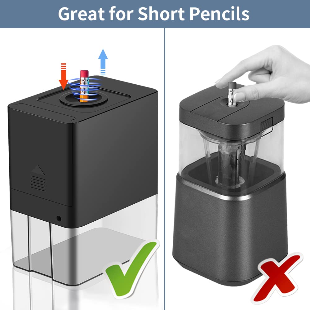 Fully Automatic Small Battery Operated Electric Pencil Sharpener, Colored Pencil Sharpeners, Hands Free Pencil Sharpener for 8mm Pencils, AFMAT Pencil Sharpener for Artists, Kids Friendly