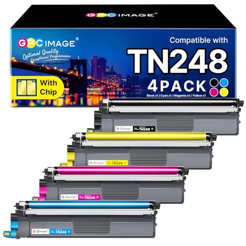 GPC Image TN248 Compatible for Brother TN-248 TN248XL Toner for Brother MFC-L3760CDW Toner DCP-L3560CDW MFC-L3740CDW MFC-L8390CDW HL-L3240CDW TN-248BK TN-248C TN-248M TN-248Y (Pack of 4) es)