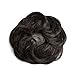 Bella Hair 100% Real Human Hair Scrunchie Messy Bun Hair Pieces for Women, Natural Looking Elastic Wavy Curly Up-Do Chignon Extensions (#1B Natural Black)