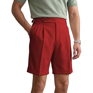 Hoawsyu Men's Shorts Pleated Front Dress Shorts for Men Adjustable Waist Summer Casual Short with Pockets