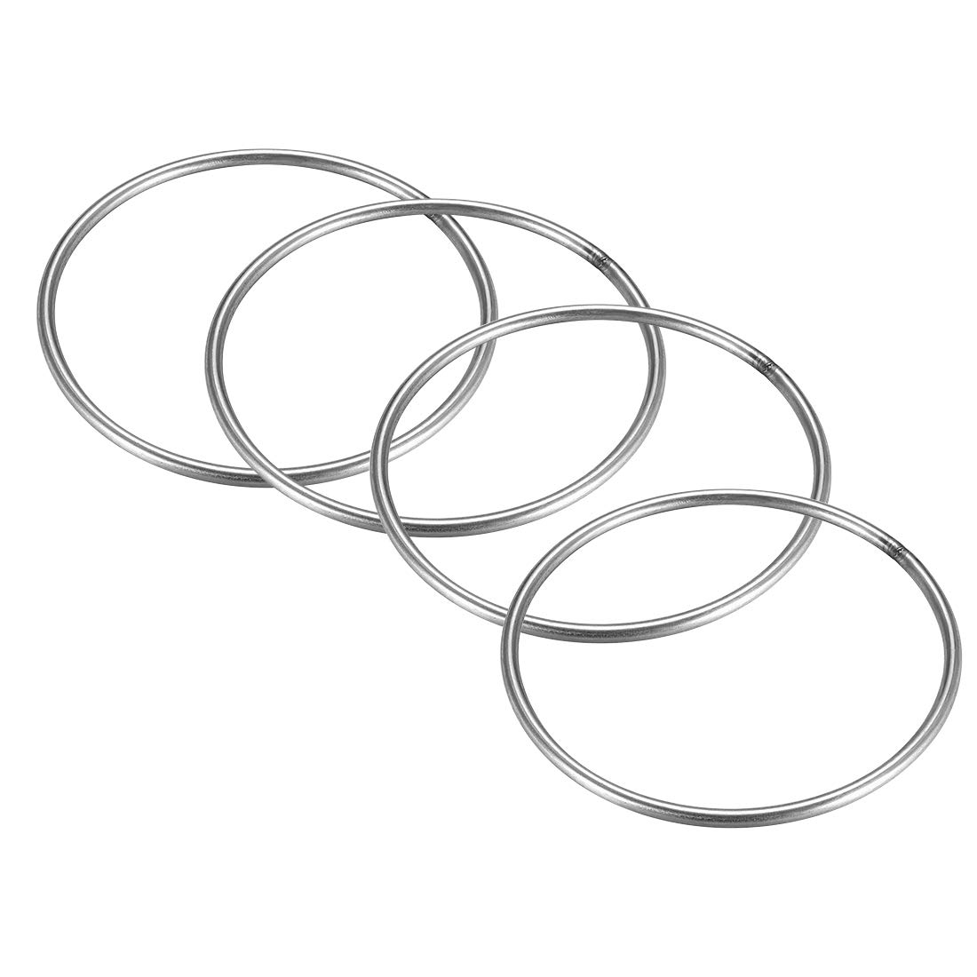 sourcing map 201 Stainless Steel O Ring 100mm(3.39") Outer Diameter 4mm Thickness Strapping Welded Round Rings 4pcs