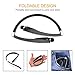 Foldable Bluetooth Headset,URWILL Wireless Neckband Headphones with Retractable Earbuds, Bluetooth Sweatproof 4.1 Stereo Earphones Built-in Mic,Handsfree Calling Bluetooth Devices White