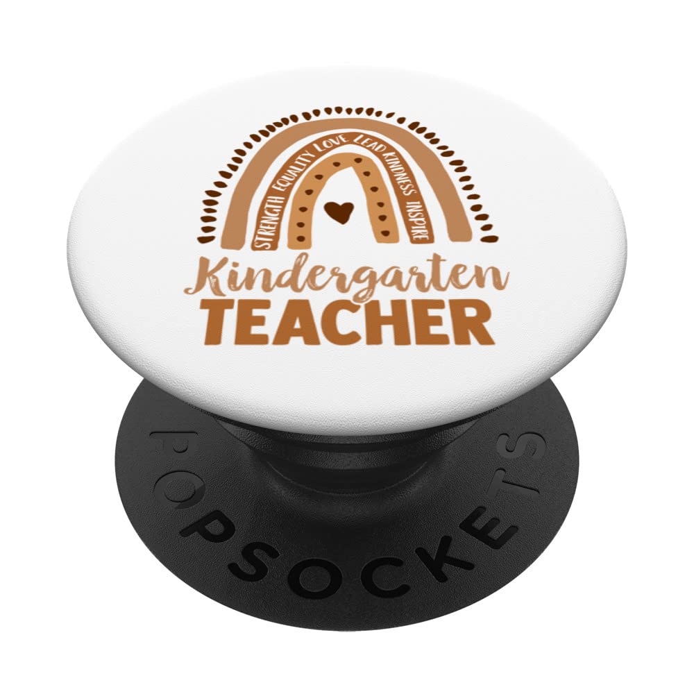Kindergarten Teacher, Rainbow Melanin Design, Black Women PopSockets Swappable PopGrip