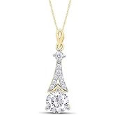 SAVEARTH DIAMONDS 1 3/4 Carat Round Cut Lab Created Moissanite Diamond Teardrop Pendant Necklace In 14k Gold Over 925 Sterling Silver Jewelry With 18" Chain, 1.75 Cttw