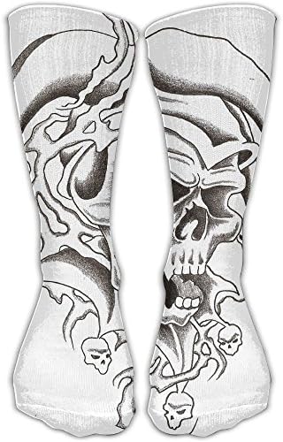 Men Demon Skull Cotton Crew Length Socks Colorful Crew Long Socks