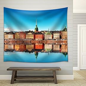 Scenic Summer Panorama of The Old Town - Fabric Wall Tapestry Home Decor - 51x60 inches