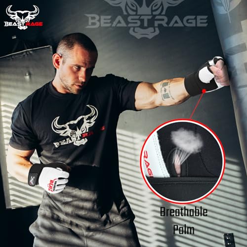 BEAST RAGE MMA Gloves Martial Arts Punch Bag Taekwondo Karate Mittens Gloves for Men and Women, Half Finger MMA Kickboxing Sparring Boxing Training Gloves