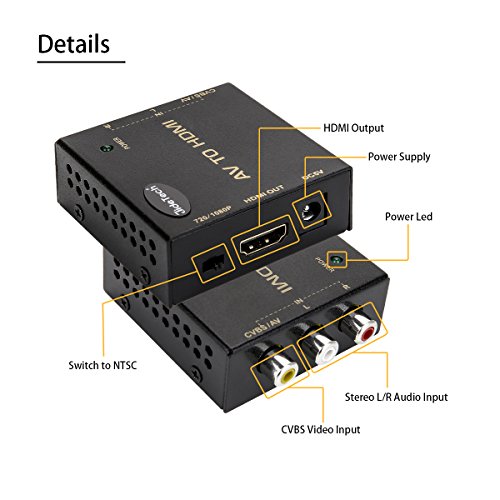 image for JideTech AV to HDMI Converter,RCA to HDMI, RCA Composite CVBS AV to HD