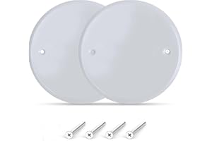 AIRMONT PRODUCTS (2 Pack) 5 Inch White Metal Ceiling Blank-Up Cover, Used to Cover 3-1/2 or 4 Inch Round/Octagon Box Openings In Ceilings or Walls, Mounting Screws Included, Holes Are Spaced 3.5 Inches Apart