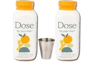ONDAGO Bundle | Dose for Your Liver Support Supplement Shot 16 Oz (2-Pack) & Stainless Steel Shot Glasses 2 oz