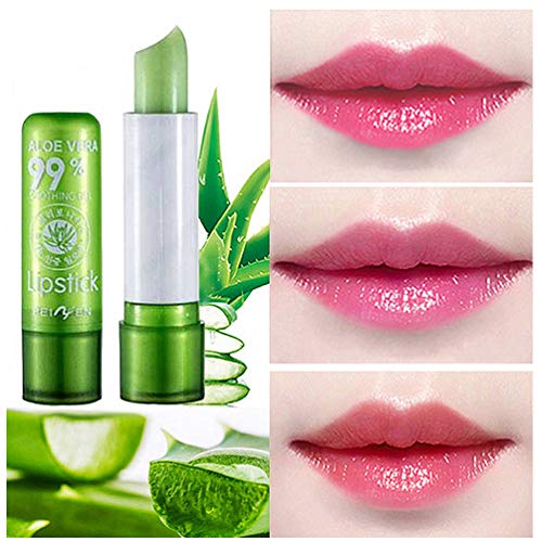 2 Pack Aloe Vera Lipstick, Firstfly Long Lasting Nutritious Lip Balm Lips Moisturizer Magic Temperature Color Change Lip Gloss (Green) - Thumbnail 2