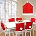 OiArt Santa Hat Chair Covers, Set of 4 PCS Santa Clause Red Hat Chair Back Covers Kitchen Chair Covers Sets for Christmas Holiday Festive Decor