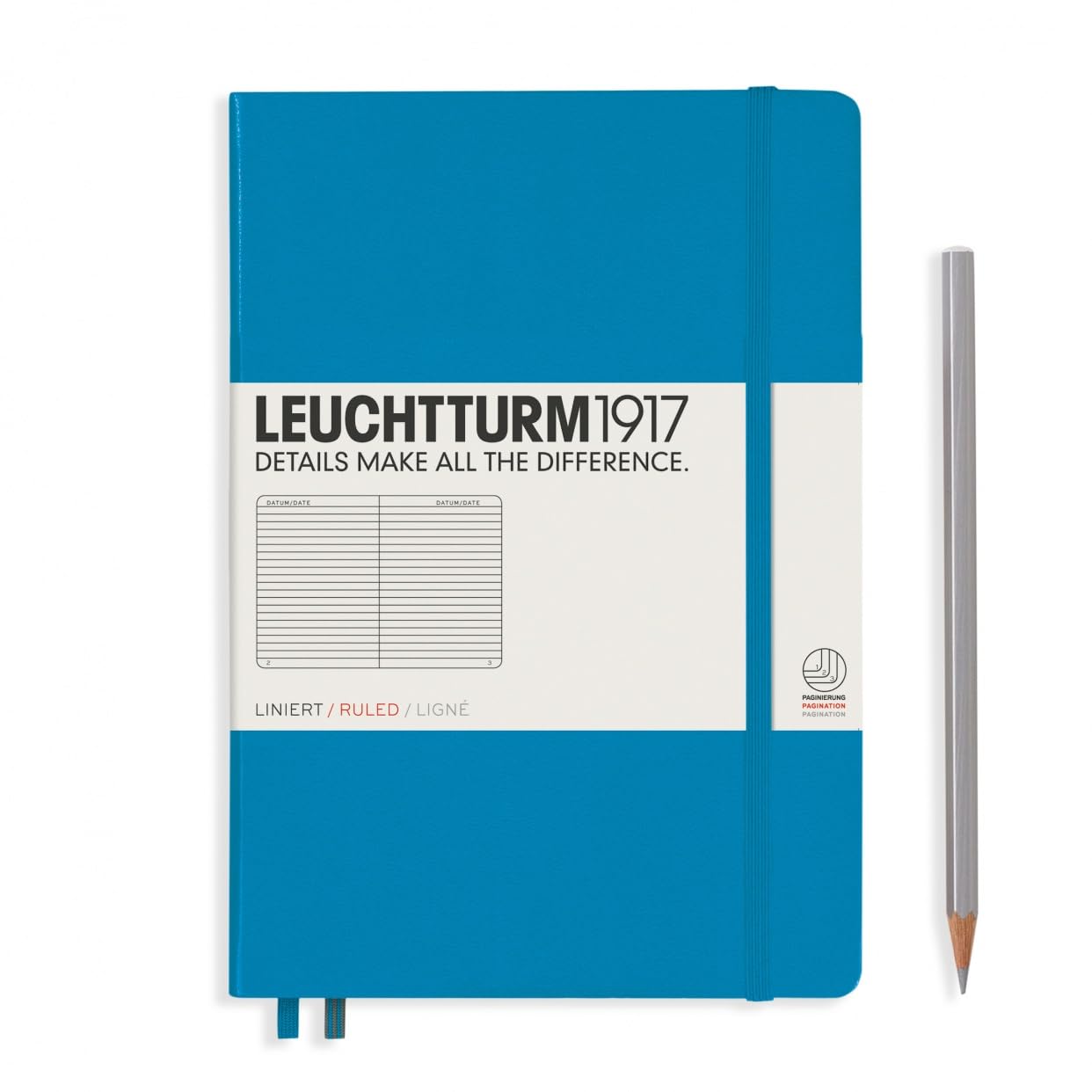 LEUCHTTURM1917 346693 Notebook Medium (A5), 249 Numbered Pages, Ruled, Azure