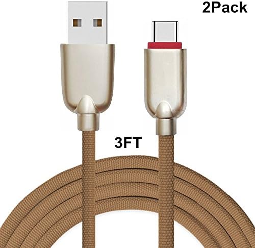 USB Type C Cable, USB 3.0 to USB-C, AWOGER 3FT 3A USB C Cable Durable Nylon Braided Cord Reversible Connector Rapid Data Sync Type C Charging Cable for Samsung Galaxy Note 8 LG V30 G6 V20 (Brown)