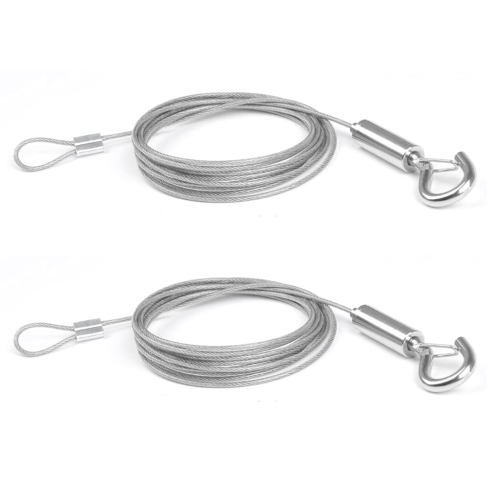 Picture Hanging Wire Adjustable 2 Pcs Heavy Duty Stainless Steel Mirror Wire Kit Stainless Steel Wire Rope with Loop & Hook, 1.5 mm x 2 m Picture Chain Hanging Clamps for Light/Lamp, Hold Up to 30 KG