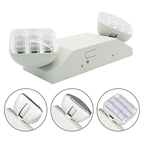 Ainfox 6Pack LED Emergency Exit Light, Dual Head Hardwired with Battery Back-up Ultra Bright 120V/277VAC White (6 Pack) - Thumbnail 2