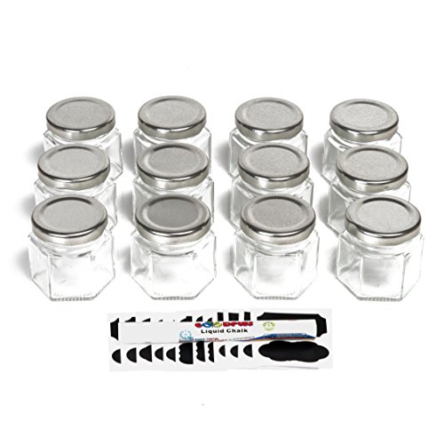 Hexagon glass jars for spice storage, candy, canning - …