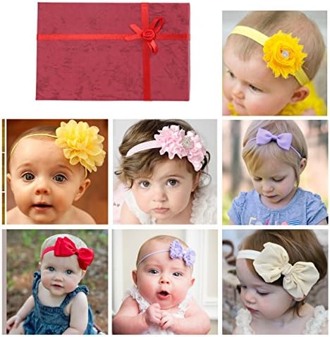 Baby Girl Hair Bow Flower headbands Newborn Infant Hair Accessories With Gift Box (7pcs different style set 1)