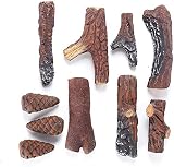 ukiyo 10-Piece Ceramic Fireplace Wood Set - Bio-Ethanol Gas Log Pine Cones view 5