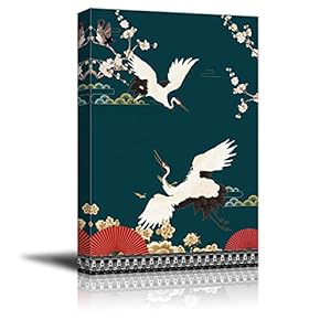 Chinese Element Elegant Red Crowned Crane Painting Wall...