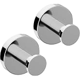Elyzir Towel Hooks for Bathrooms, 2 Packs Wall Mount Towel Holder, Stainless Steel Heavy Duty Wall Hooks, Rustproof Door Hook for Kitchen, Bedroom, Hotel, Pool, Towels, Coats, Clothes (Drilling)