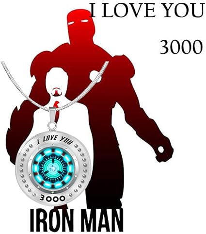 I Love You 3000 Necklace For Men Women Iron Man Necklace Tony Stark Arc Reactor Pendant Blue Amazon Com