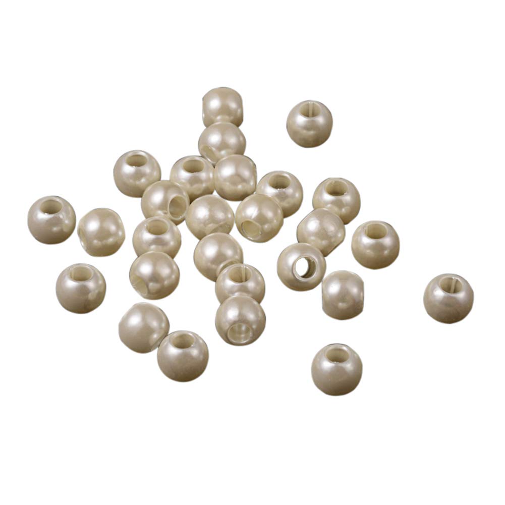 NBEADS 500G/780 Pcs Ivory Abs Imitation Faux Pearl Beads Large Hole Pearls, Leather Kumihimo European Crafts