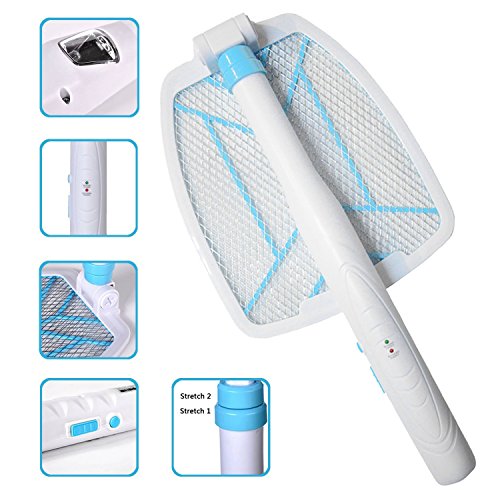 MangGou Electric Bug Zapper, Rechargeable Fly Swatter Racket Mosquito Fly Killer, Bright LED Light Zap at Night with Unique Extensible Handle Option (2500V Output) MangGou Electric Bug Zapper, Rechargeable Fly Swatter Racket Mosquito Fly Killer, Bright LED Light Zap at Night with Unique Extensible Handle Option (2500V Output)
