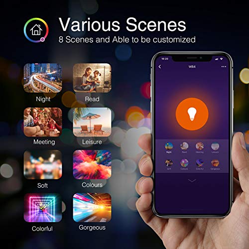 WiFi Smart Light Bulb Works with Alexa Google Home & IFTTT, Gosund A19 E26 LED Smart Bulb RGB Color Changing Dimmable, No Hub Required, Soft White (4 Pack)