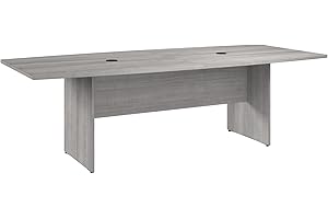 Bush Business Furniture 96-inch Office Conference Table with Wood Base, Boardroom Meeting Space for 8 Users, Platinum Gray
