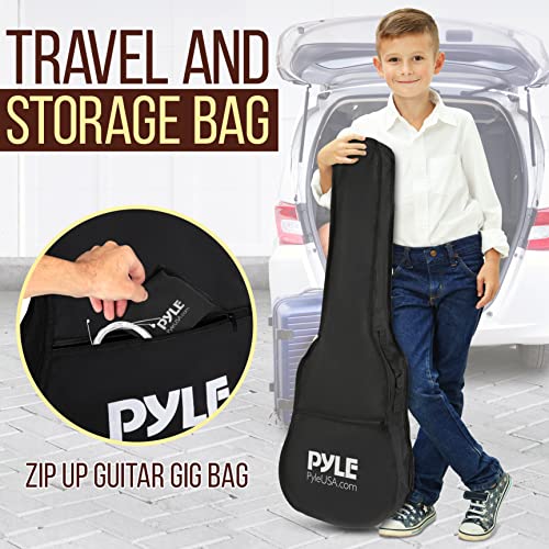 Pyle Beginner Acoustic Guitar Starter Pack 34” ½ Junior Size 6 Linden