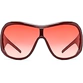 BOTEN Trendy Oversized Sunglasses For Women Men, Big Tinted Funky Wrap Around Sunglasses Apres Ski Shield Cool Shades