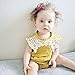 Cute Newborn Baby Girls Short Sleeve Lace Printing Zipper Romper Bodysuit (12-18months, Yellow)