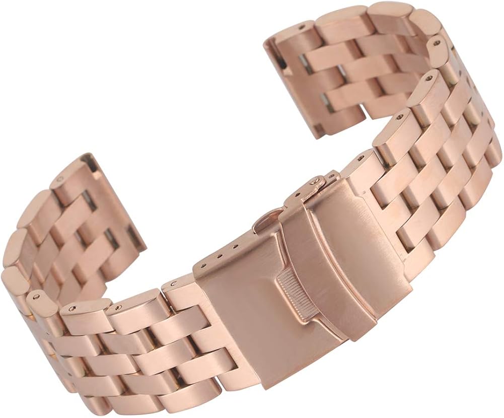 20MM Charming Rose Gold Watch Band, Durable Stainless Steel Tank Chain