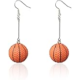 Honbay 1 Pair of 3D Sport Ball Earrings Exaggerated Personality Sports Style Earrings Basketball Dangle Drop Earrings Fans Players Gift for Sports Lovers