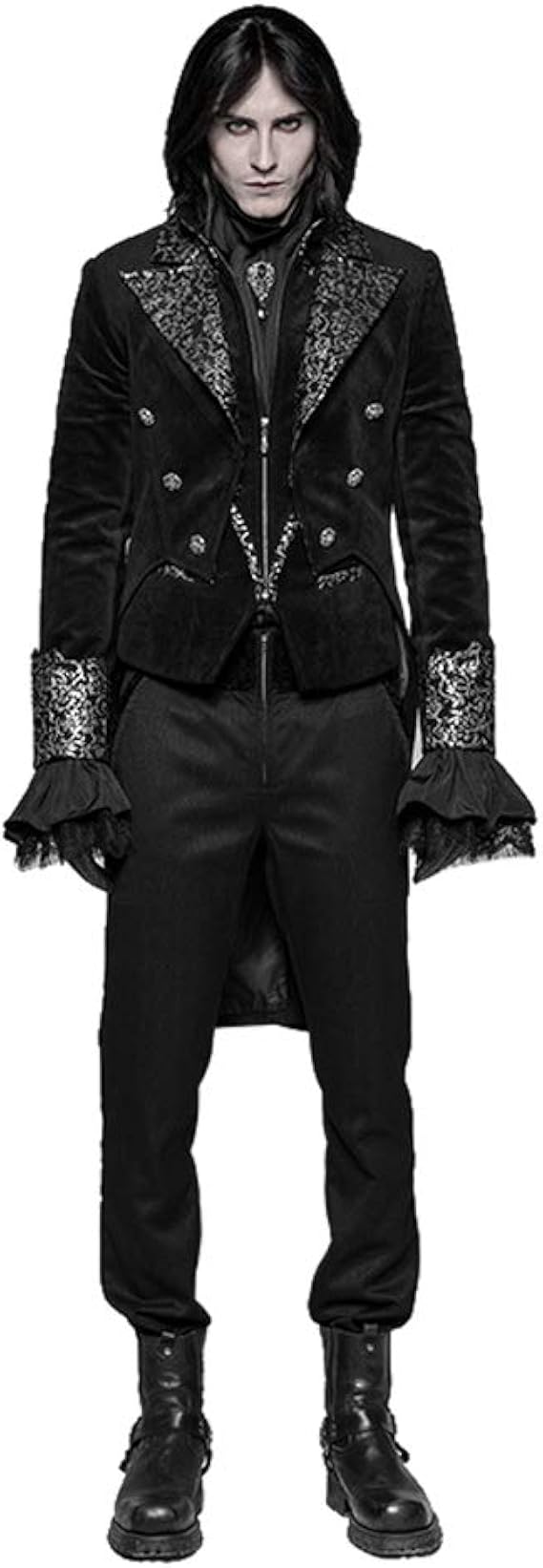 Amazon Punkraveメンズゴシックドレススワローテールコートビクトリアヴィンテージゴージャス不規則なスタイルパーティーバンケットガウン フォーマル 通販