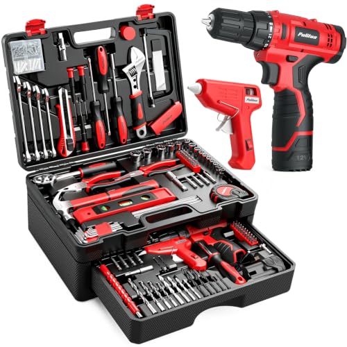 PULITUO 299-Piece Tool Set with Cordless Drill