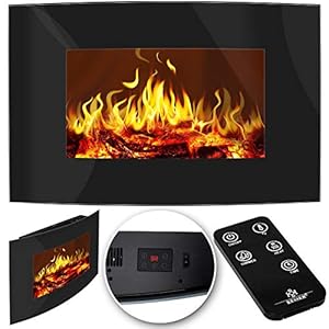 KESSER® Elektrokamin mit Heizung, Kaminofen Wandkamin, Fernbedienung 900W/1800W elektrisch, Dekokamin Flammeneffekt 5…