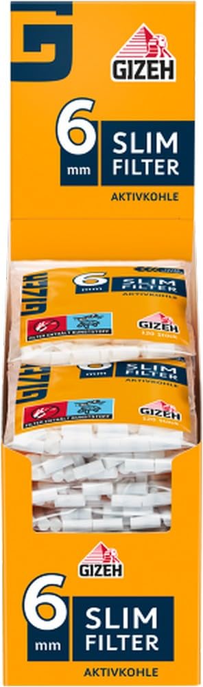 Gizeh Slim Filter with Activated Carbon 20 Bags Per Pack of 120