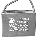 CHUANGNENG Ceiling Fan Capacitor CBB61 10UF 250V AC 2 Wire US Stock