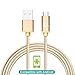LAX Gadgets Durable Nylon Braided Tangle Free 2.0 Micro USB Android Charging and Data Sync Cable for Samsung, HTC, Motorola, Nokia, Kindle, MP3, Tablet and More[10 Feet-Gold]