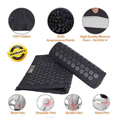 MM-XI Acupressure Mat and Pillow Set - Back Massager Cushion Body Pillow and Mat for Back, Neck, Sciatica, Headaches and… - Image 2