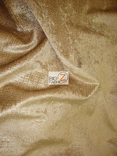 ALLIGATOR CROCODILE EMBOSSED UPHOLSTERY CHENILLE VELVET FABRIC - Fawn - 55"/56" WIDTH BY THE YARD