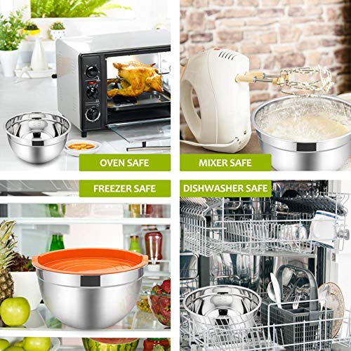 Efar Mixing Bowls with Lids Set of 5, Stainless Steel Mixing Bowls