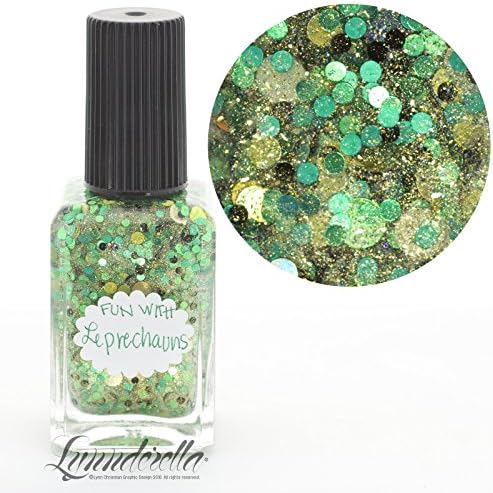 Lynnderella St Patrick's Day Green Multi Glitter Nail Polish—Fun with Leprechauns